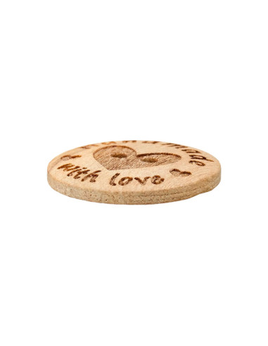 Holzknopf 2-Loch 20 mm Handmade with love - Prym 0016 - beige