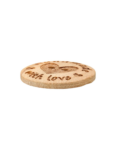 Holzknopf 2-Loch 20 mm Handmade with love - Prym 0016 - beige