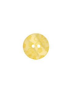 Polyesterknopf rund mit Blumen gelb 15 mm 2-Loch - Prym