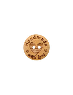 Holzknopf 2-Loch 15 mm Handmade with love - Prym 0016 - beige