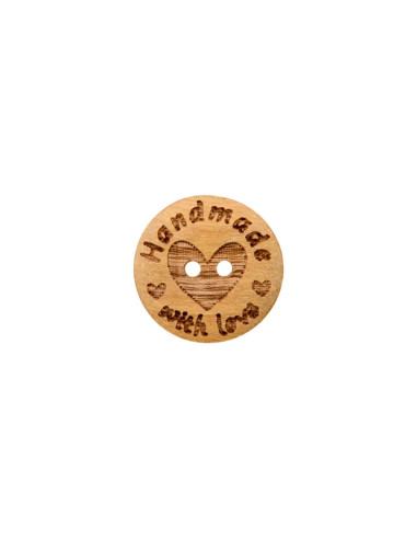 Holzknopf 2-Loch 15 mm Handmade with love - Prym 0016 - beige