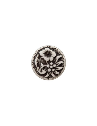 Metallknopf Öse 15 mm Blumen Trachten - Prym 0083 - altsilber