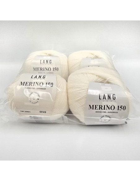 4 Knäuel Merino 150 Lang Yarns 0001 weiss - Outlet