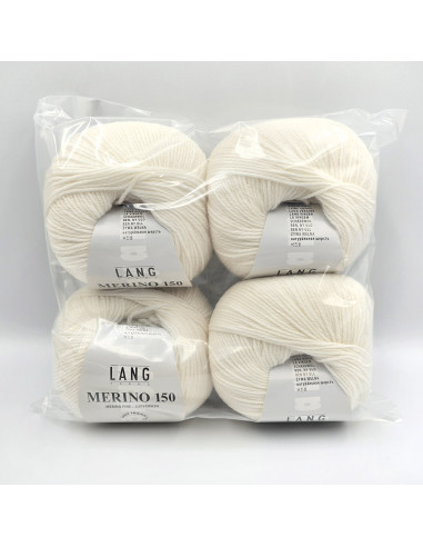 4 Knäuel Merino 150 Lang Yarns 0001 weiss - Outlet