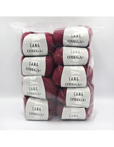 9 Knäuel Omega  plus dunkelrot Lang Yarns - Outlet
