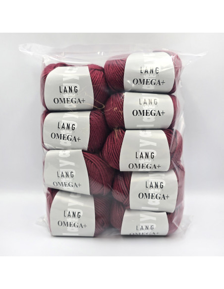 9 Knäuel Omega  plus dunkelrot Lang Yarns - Outlet