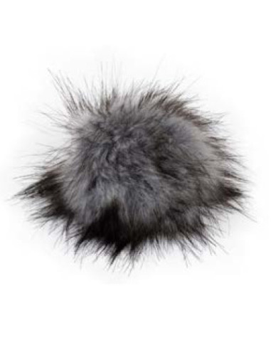 Kunstfellbommel mit Druckknopf 12 cm - ProLana 04 - grey