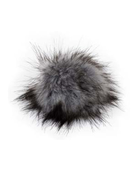 Kunstfellbommel mit Druckknopf 12 cm - ProLana 04 - grey