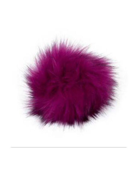 Kunstfellbommel mit Druckknopf 12 cm - ProLana 14 - magenta