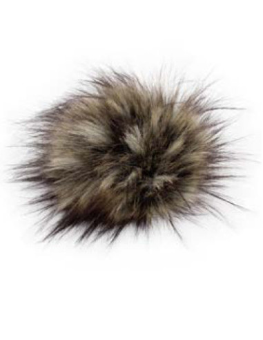 Kunstfellbommel mit Druckknopf 12 cm - ProLana17 - nat.racoon