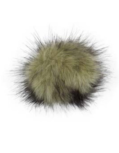 Kunstfellbommel mit Druckknopf 12 cm - ProLana10 - olive