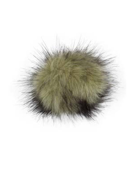 Kunstfellbommel mit Druckknopf 12 cm - ProLana10 - olive