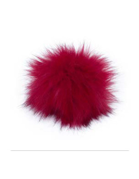 Kunstfellbommel mit Druckknopf 12 cm - ProLana 15 - scarlet
