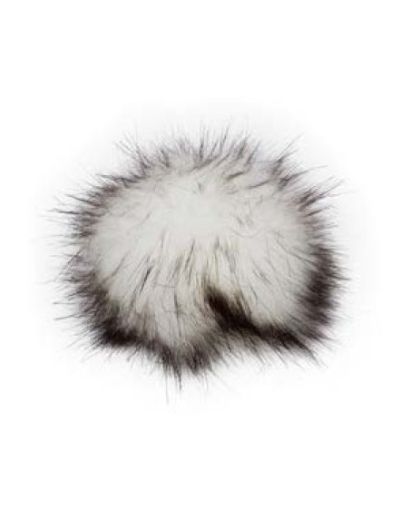 Kunstfellbommel mit Druckknopf 12 cm - ProLana 03 - white black